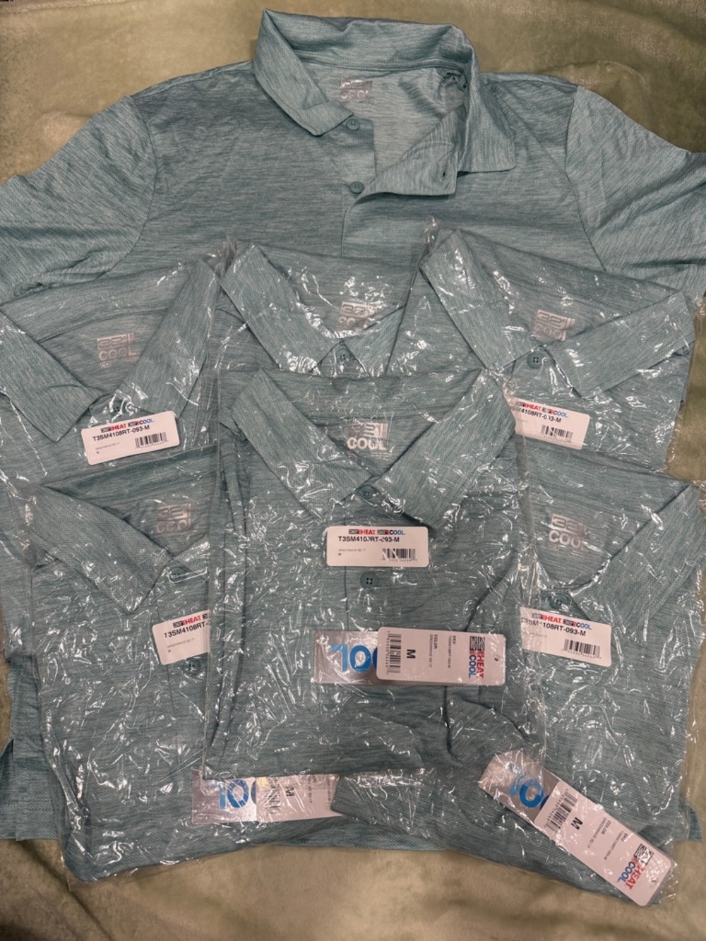 32 Degrees Men's Polo -Greenwave Green Heather 7 TOTAL